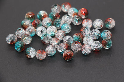 8mm Brown and Blue Ombre Crackle Beads, Acrylic Crackle Loose Beads, Bubblegum Beads, Chunky Beads, Crackle Beads #3297