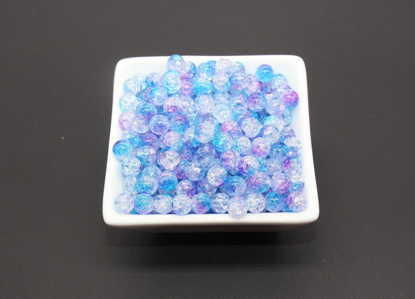 8mm Blue and Purple Ombre Crackle Beads, Acrylic Crackle Loose Beads, Bubblegum Beads, Chunky Beads, Crackle Beads #3299