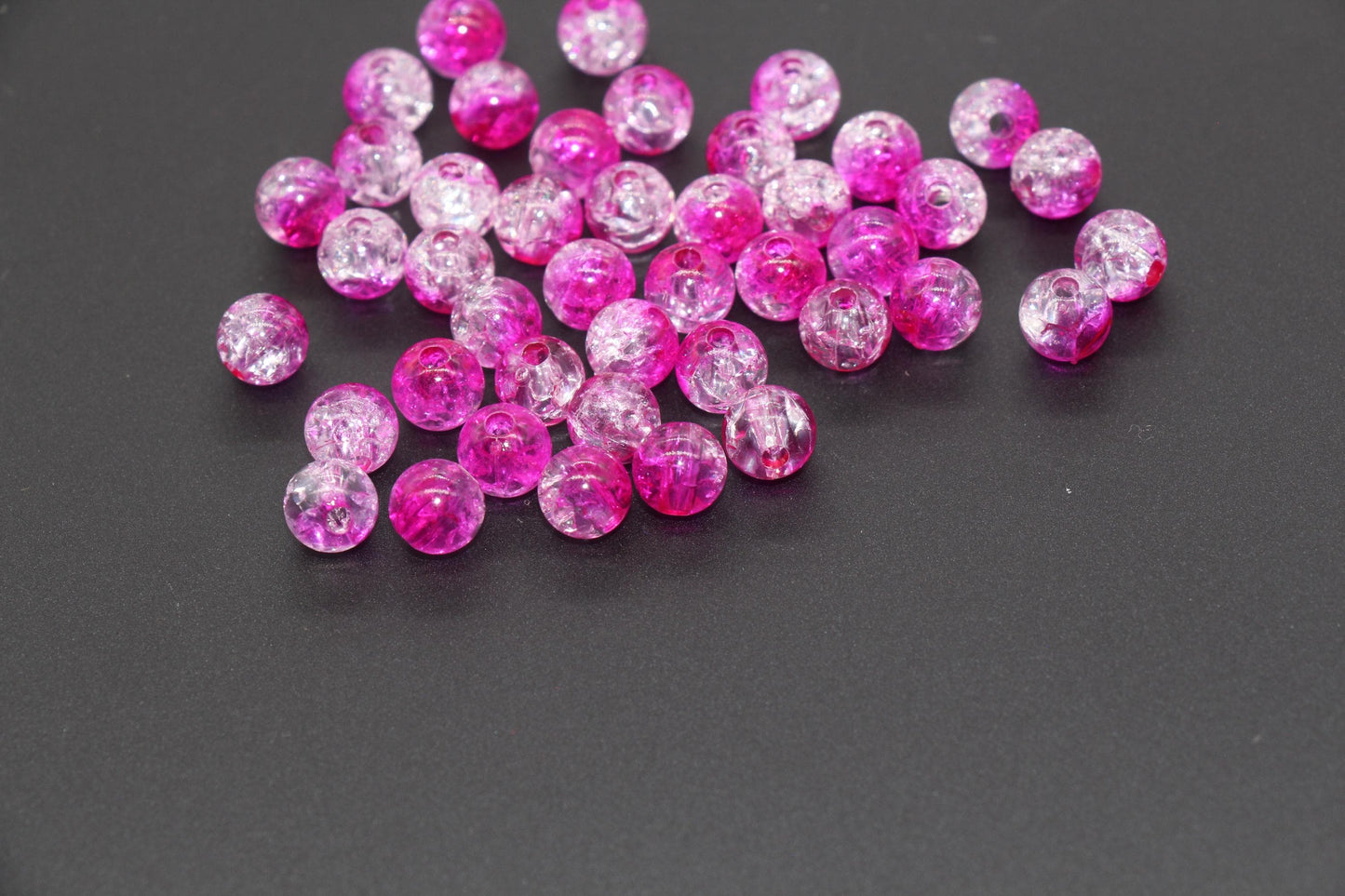 8mm Pink and Orange Ombre Crackle Beads, Acrylic Crackle Loose Beads, Bubblegum Beads, Chunky Beads, Crackle Beads #3302