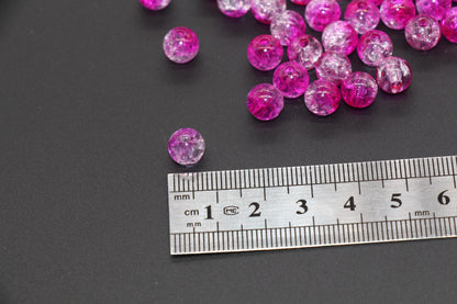 8mm Pink and Orange Ombre Crackle Beads, Acrylic Crackle Loose Beads, Bubblegum Beads, Chunky Beads, Crackle Beads #3302