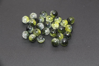 8mm Black and Yellow Ombre Crackle Beads, Acrylic Crackle Loose Beads, Bubblegum Beads, Chunky Beads, Crackle Beads #3303