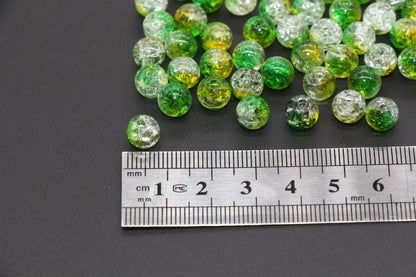 8mm Green and Yellow Ombre Crackle Beads, Acrylic Crackle Loose Beads, Bubblegum Beads, Chunky Beads, Crackle Beads #3304