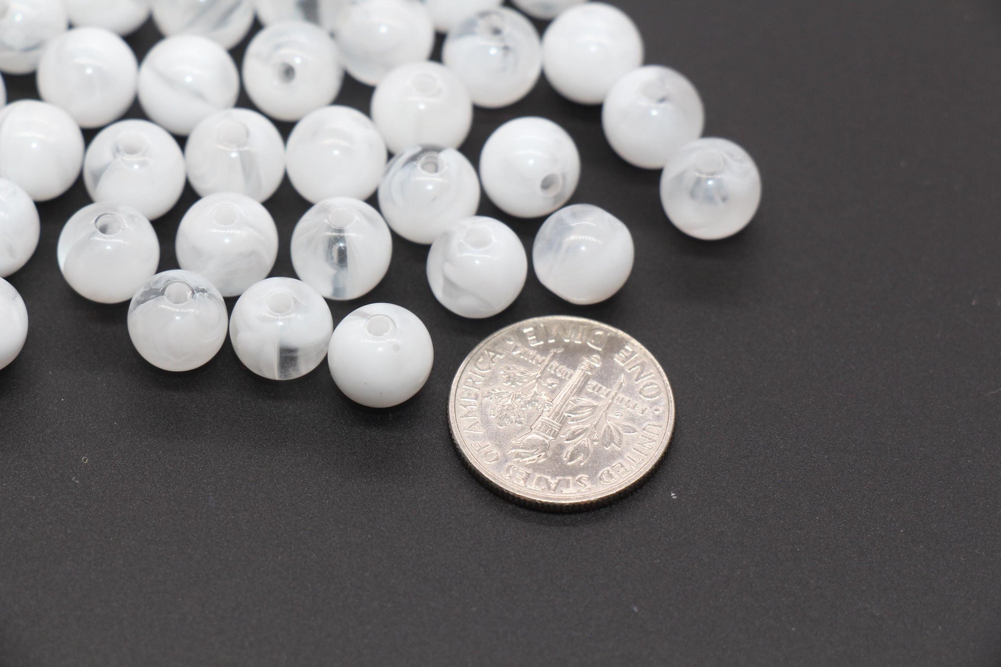 8mm Translucent and White Mix Beads, Acrylic Round Loose Beads, Bubblegum Beads, Chunky Beads, Beads for Bracelet #3307