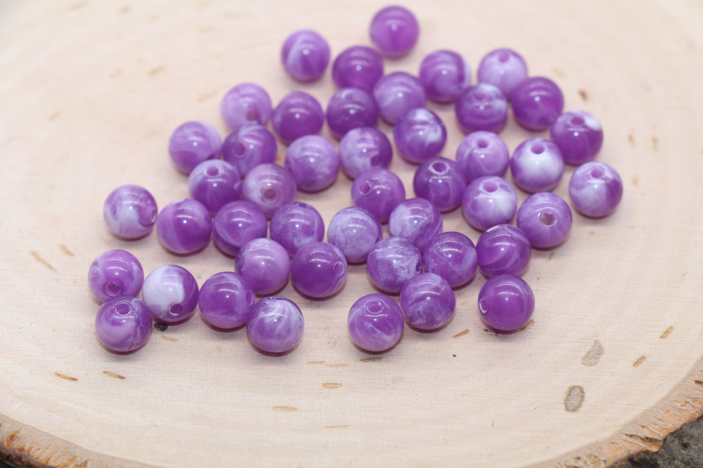 8mm Purple and White Mix Beads, Acrylic Round Loose Beads, Bubblegum Beads, Chunky Beads, Beads for Bracelet #3312