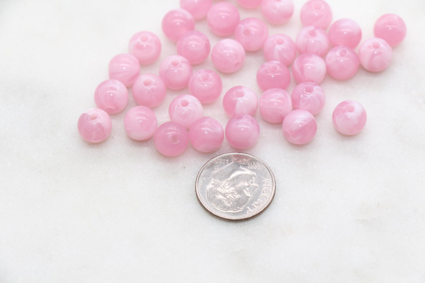 8mm Pink and White Mix Beads, Acrylic Round Loose Beads, Bubblegum Beads, Chunky Beads, Beads for Bracelet #3314