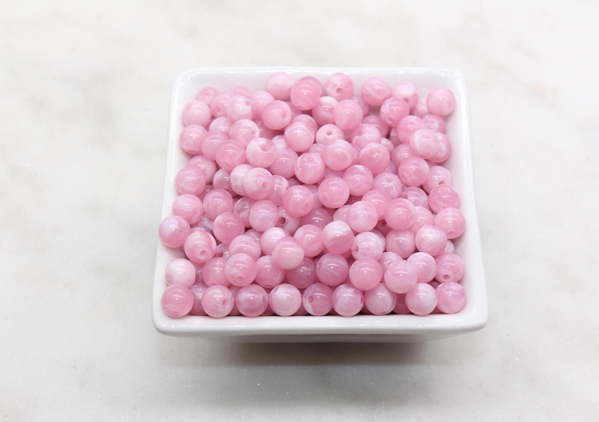 8mm Pink and White Mix Beads, Acrylic Round Loose Beads, Bubblegum Beads, Chunky Beads, Beads for Bracelet #3314