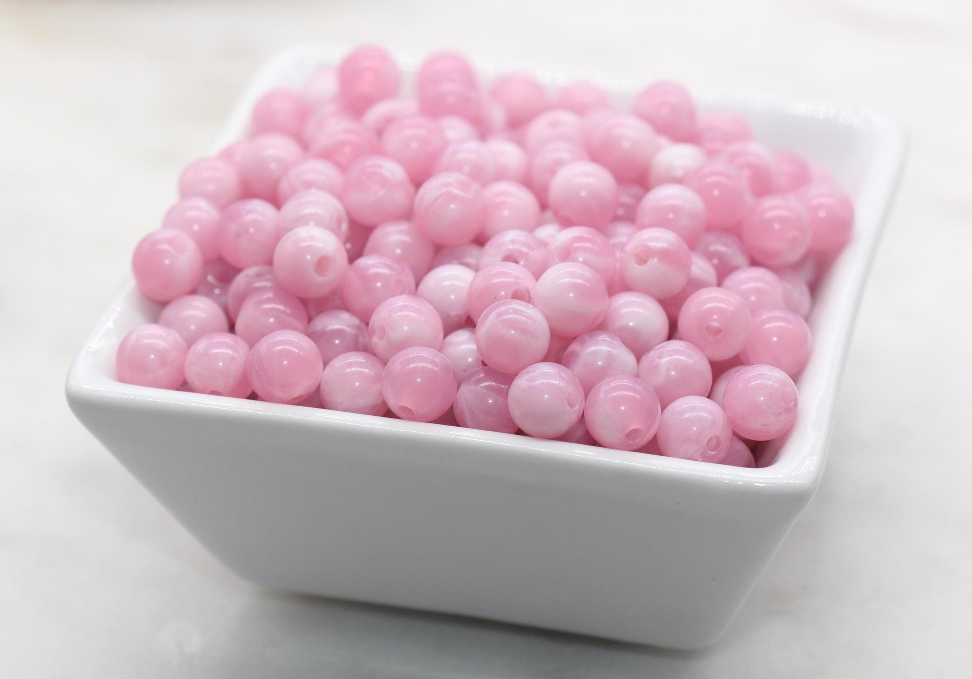 8mm Pink and White Mix Beads, Acrylic Round Loose Beads, Bubblegum Beads, Chunky Beads, Beads for Bracelet #3314