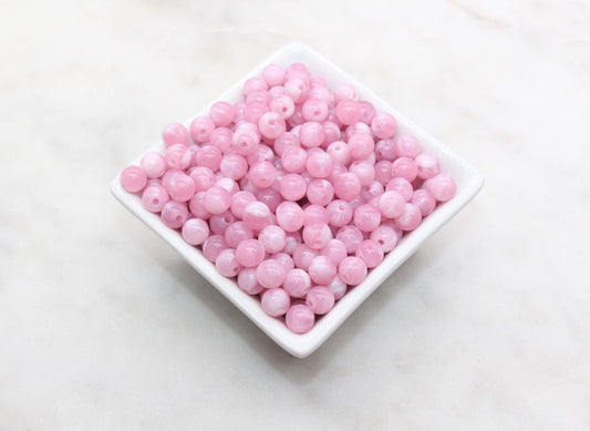 8mm Pink and White Mix Beads, Acrylic Round Loose Beads, Bubblegum Beads, Chunky Beads, Beads for Bracelet #3314