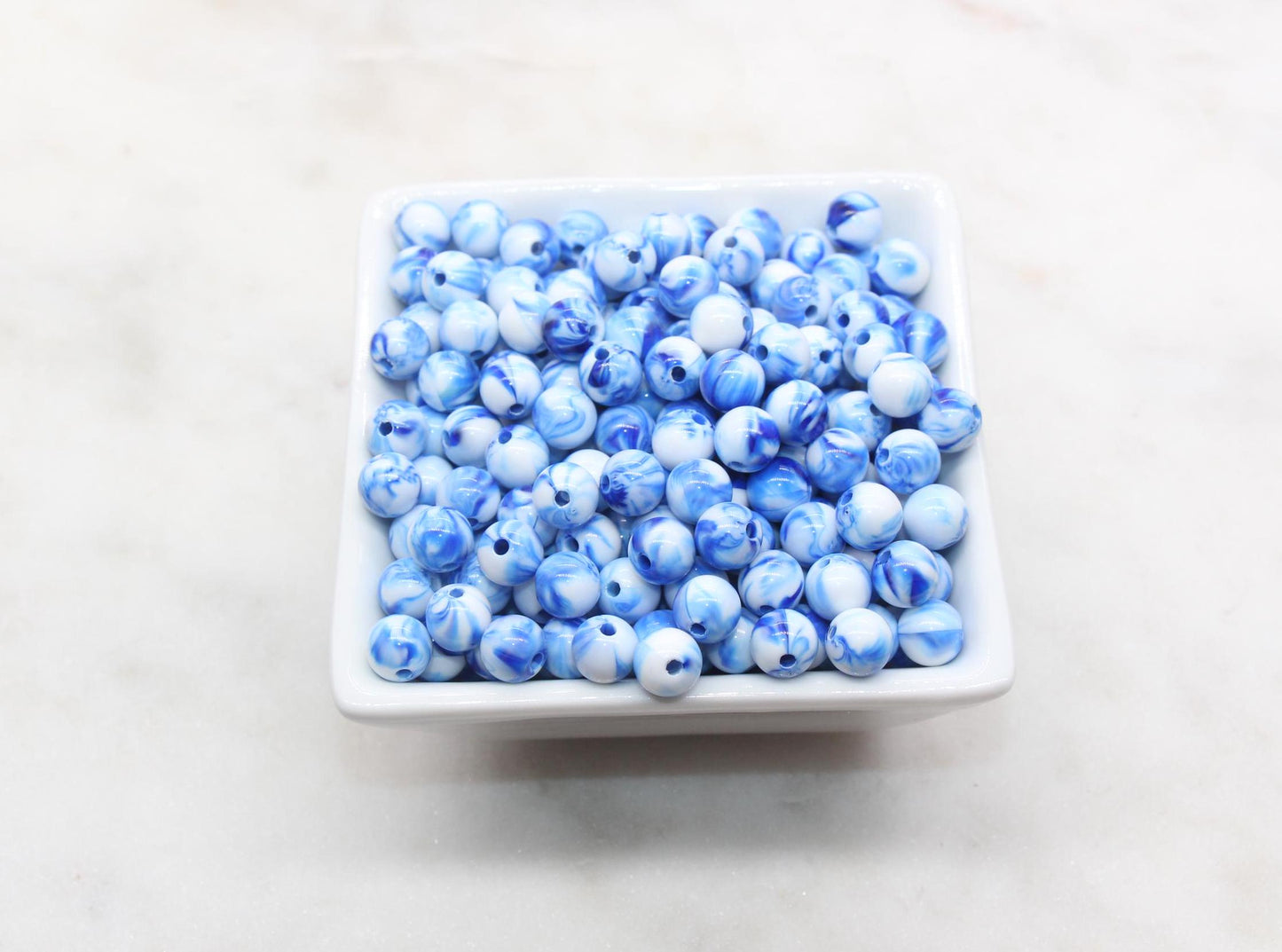 8mm Blue and White Mix Beads, Acrylic Round Loose Beads, Bubblegum Beads, Chunky Beads, Beads for Bracelet #3315