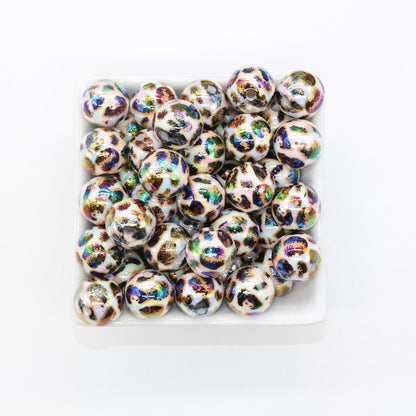 16mm Leopard Beads, Iridescent Bubblegum Beads, Beads for Pens, Plastic Beads, Beads for Bracelets