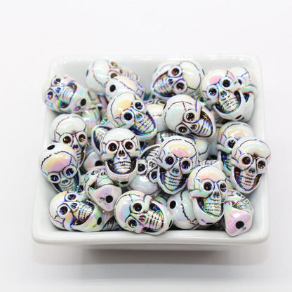 Skull Beads, Halloween Beads, Iridescent Bubblegum Beads, Beads for Pens, Plastic Beads, Beads for Bracelets #3351