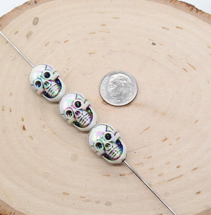 Skull Beads, Halloween Beads, Iridescent Bubblegum Beads, Beads for Pens, Plastic Beads, Beads for Bracelets #3351