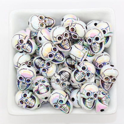 Skull Beads, Halloween Beads, Iridescent Bubblegum Beads, Beads for Pens, Plastic Beads, Beads for Bracelets #3351