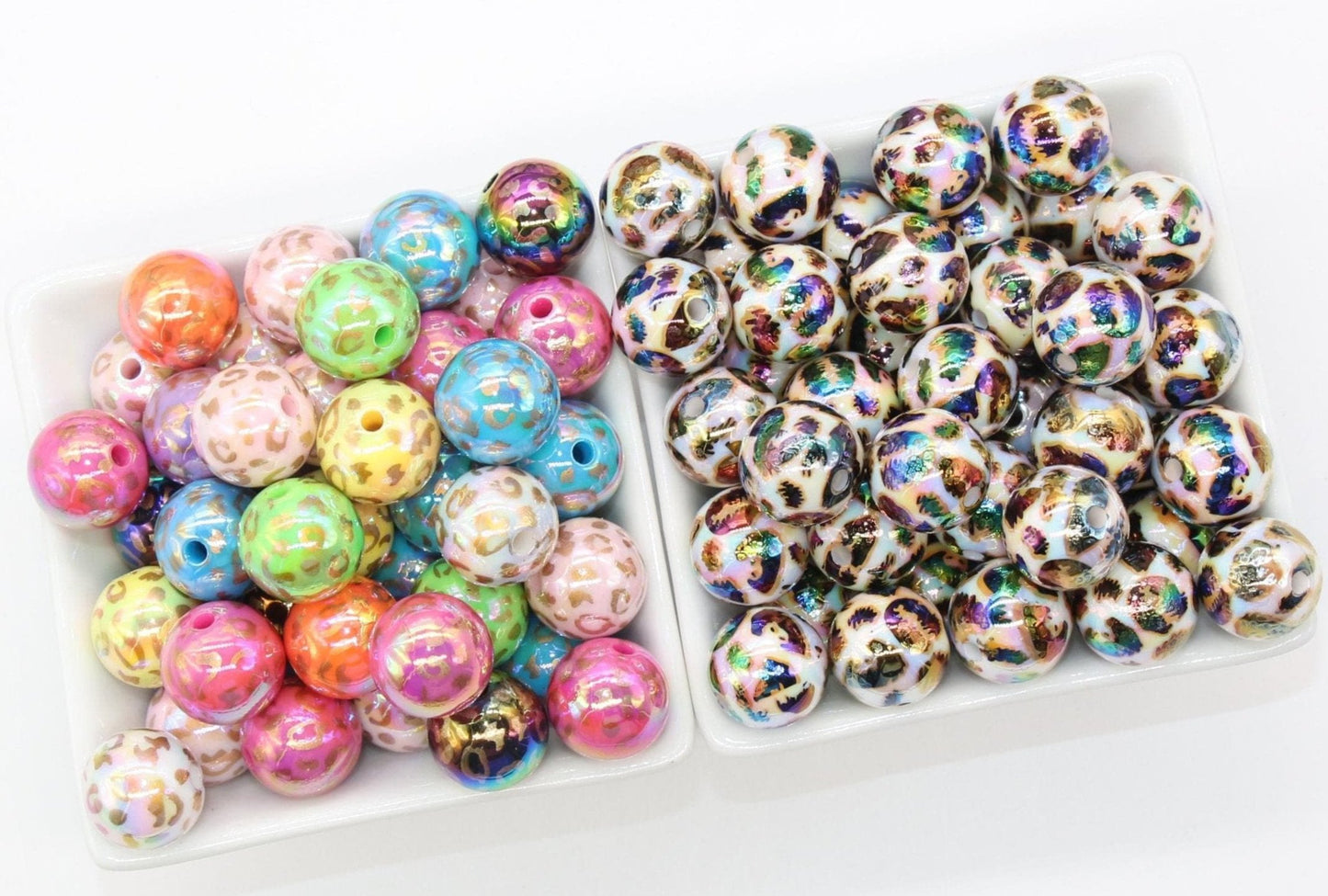 16mm Leopard Beads, Iridescent Bubblegum Beads, Beads for Pens, Plastic Beads, Beads for Bracelets