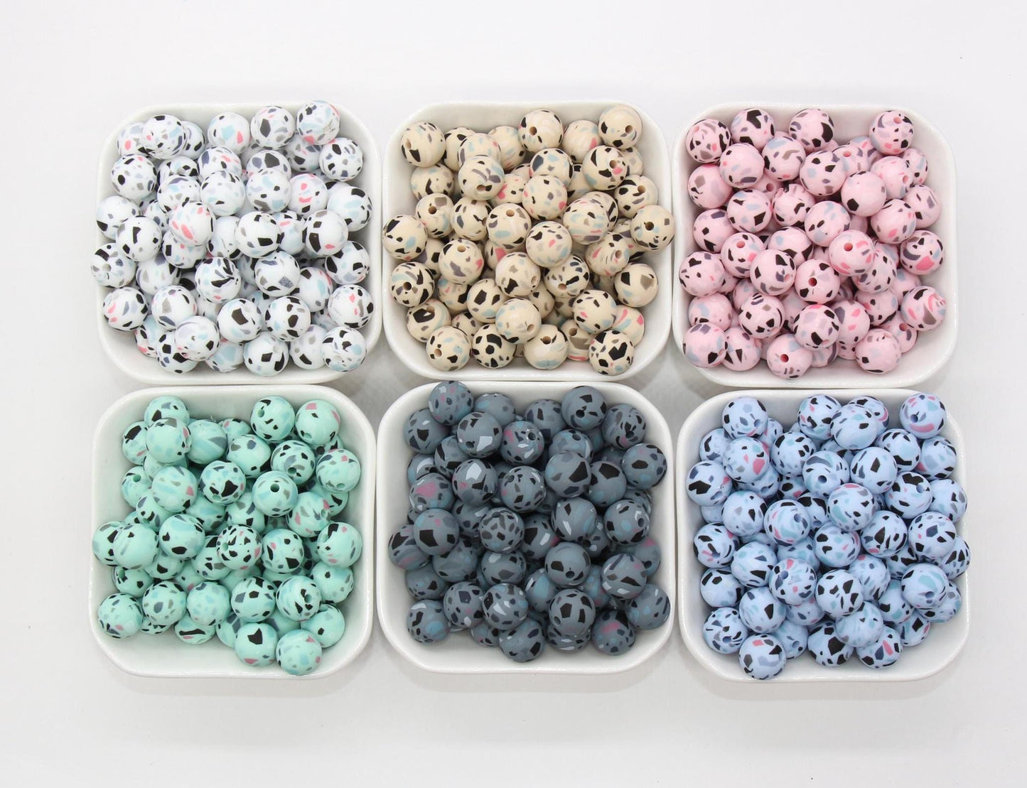 Terrazzo Silicone Beads, Terrazzo Printed Beads, Silicone Bubblegum Beads, Beads for Pens, Beads for Bracelets