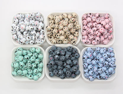 Terrazzo Silicone Beads, Terrazzo Printed Beads, Silicone Bubblegum Beads, Beads for Pens, Beads for Bracelets