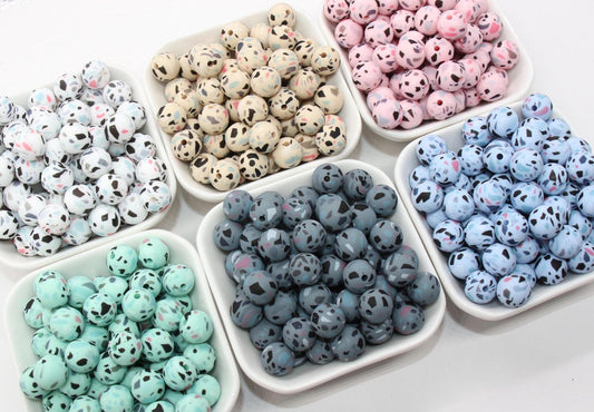 Terrazzo Silicone Beads, Terrazzo Printed Beads, Silicone Bubblegum Beads, Beads for Pens, Beads for Bracelets