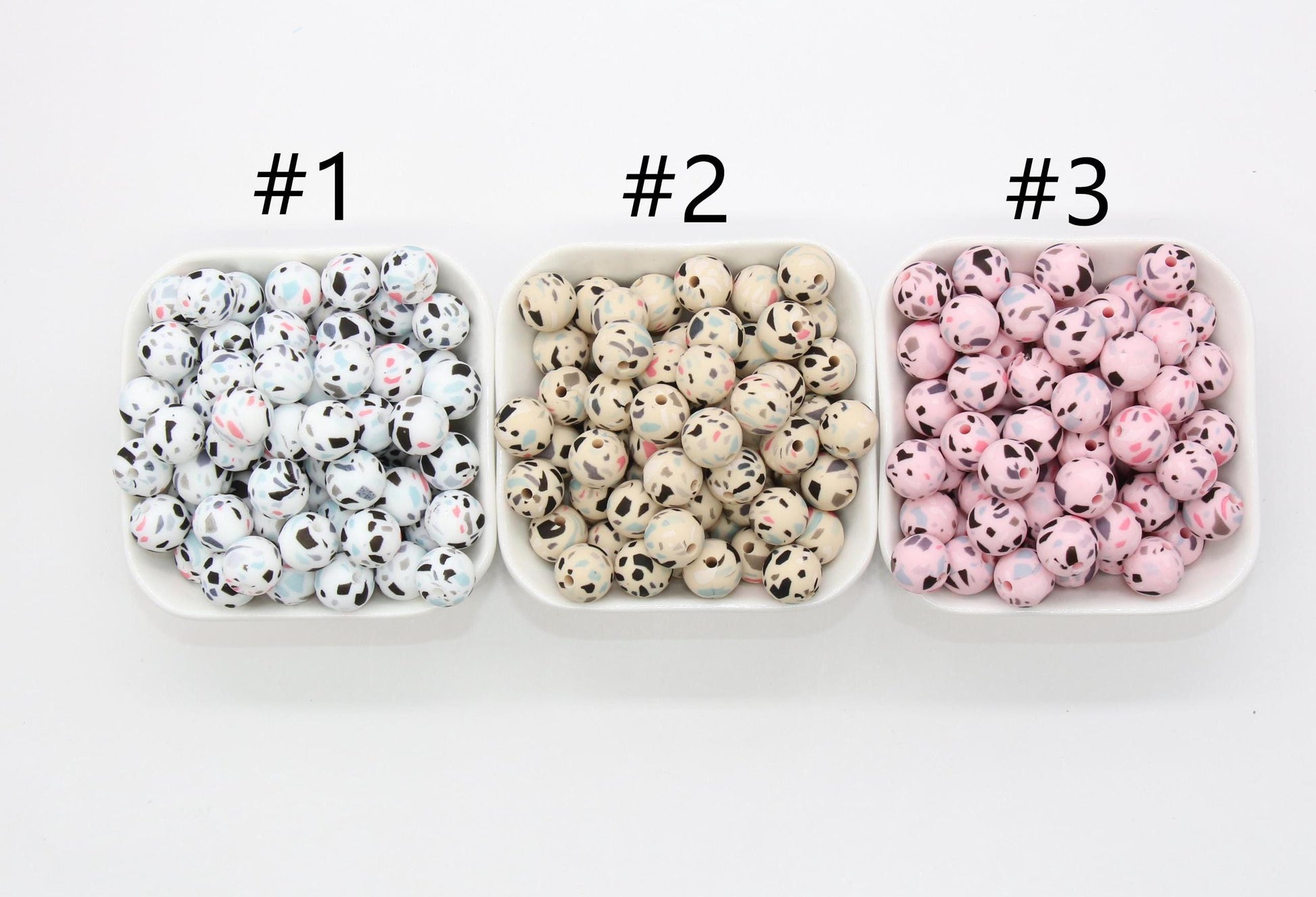 Terrazzo Silicone Beads, Terrazzo Printed Beads, Silicone Bubblegum Beads, Beads for Pens, Beads for Bracelets