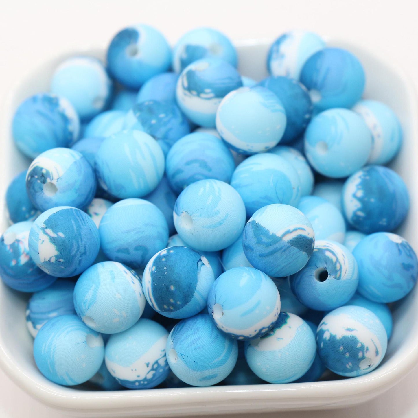 Ocean Waves Silicone Beads, Blue Tie Dye Beads, Silicone Bubblegum Beads, Beads for Pens, Beads for Bracelets #S22