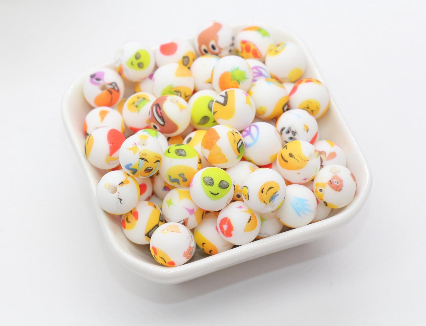 12mm Emoji Beads, Silicone Bubblegum Beads, Beads for Pens, Beads for Bracelets #S29