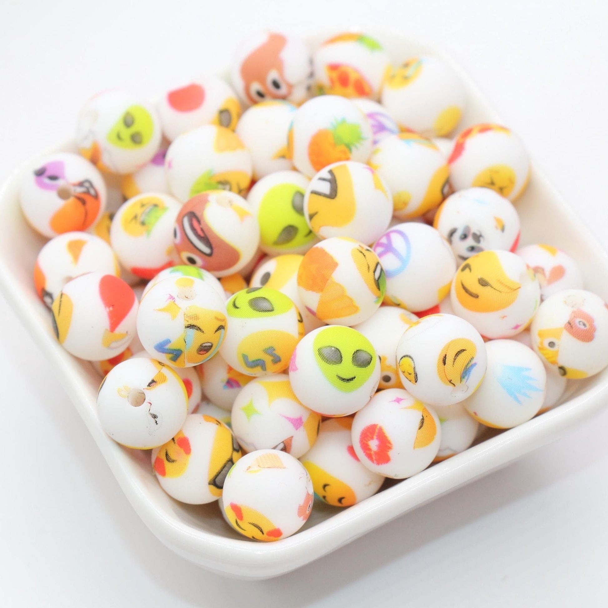 12mm Emoji Beads, Silicone Bubblegum Beads, Beads for Pens, Beads for Bracelets #S29