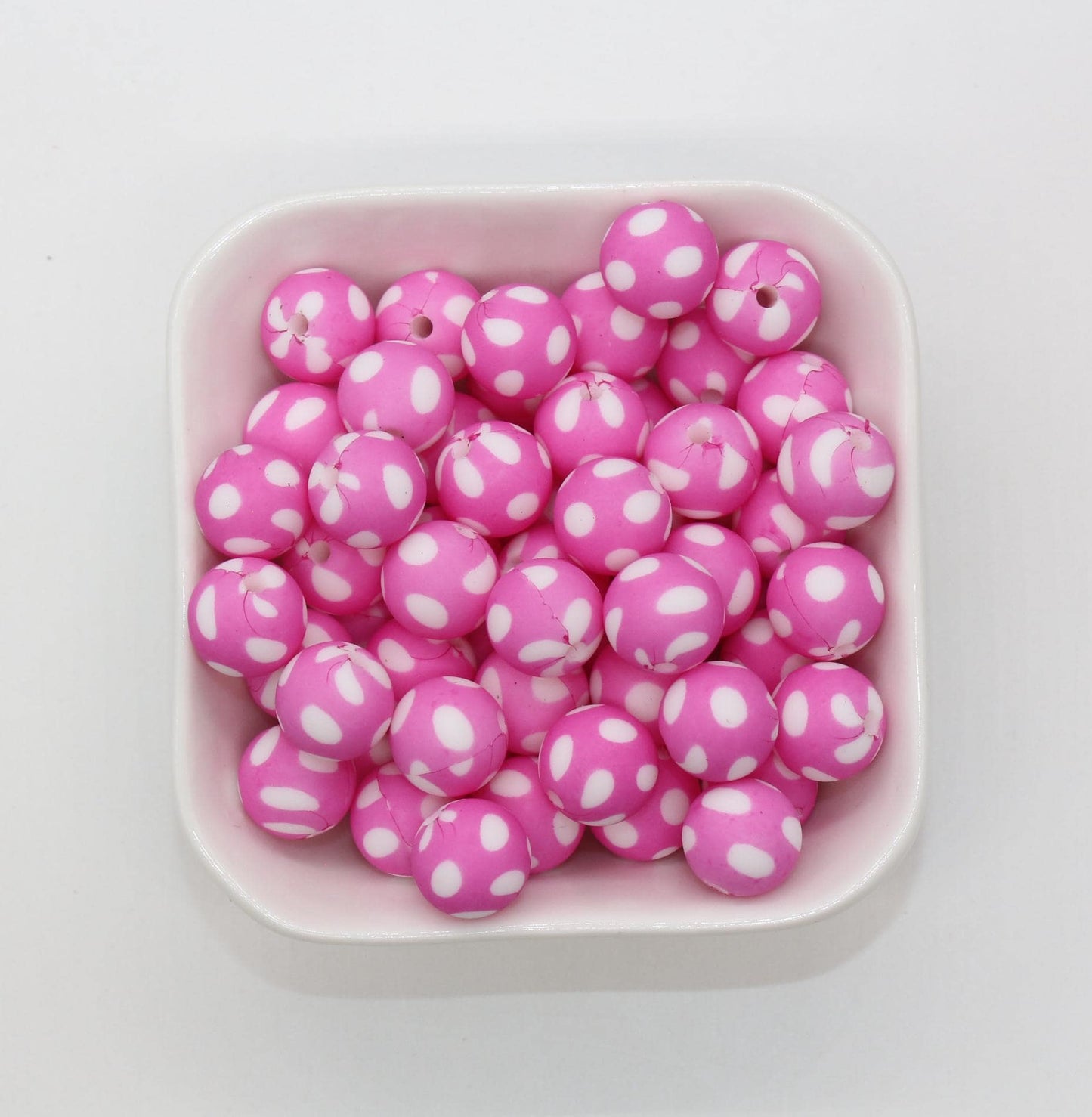 Polka Dot Print Silicone Beads, Dots Silicone Beads, Bubblegum Beads, Beads for Pens, Beads for Bracelets