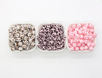 Cow Silicone Beads, Cow Printed Silicone Beads, Bubblegum Beads, Beads for Pens, Beads for Bracelets