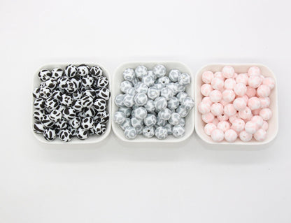 Cow Silicone Beads, Cow Printed Silicone Beads, Bubblegum Beads, Beads for Pens, Beads for Bracelets