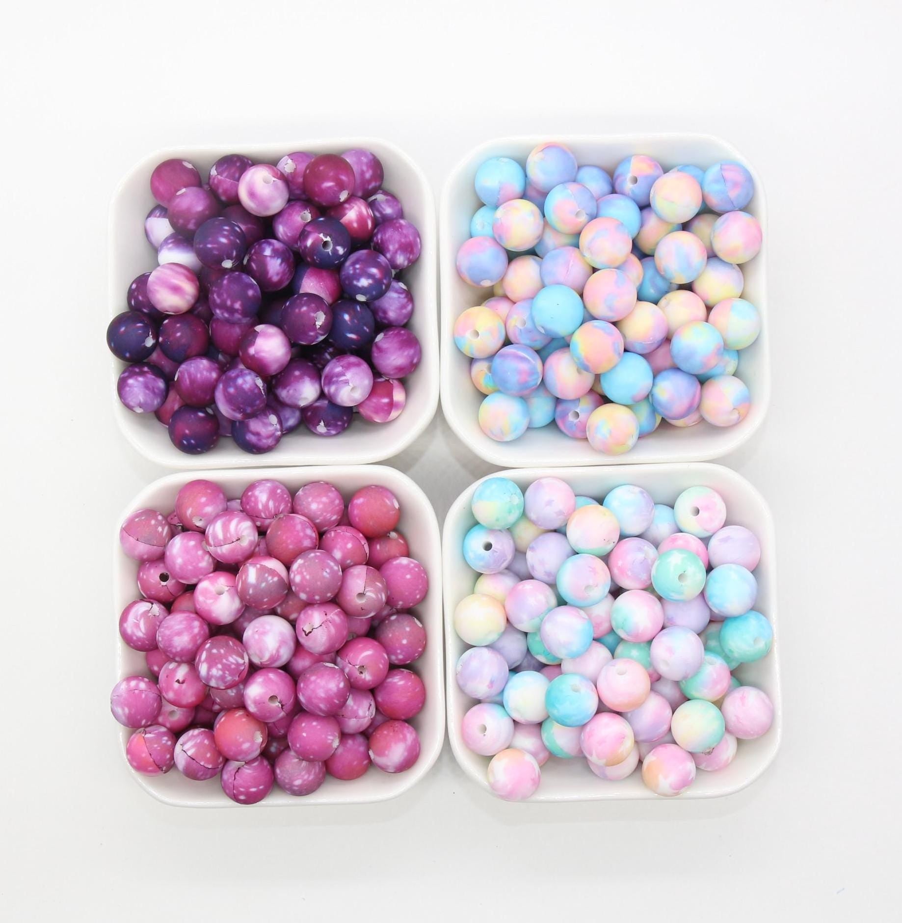 12mm Galaxy Silicone Beads, Stardust Printed Silicone Beads, Bubblegum Beads, Beads for Pens, Beads for Bracelets