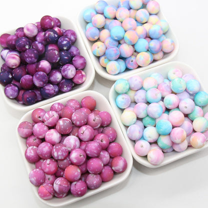 12mm Galaxy Silicone Beads, Stardust Printed Silicone Beads, Bubblegum Beads, Beads for Pens, Beads for Bracelets