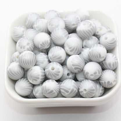 12mm Sea Shell Printed Silicone Beads, Round Silicone Beads, Bubblegum Beads, Beads for Pens, Beads for Bracelets #S68