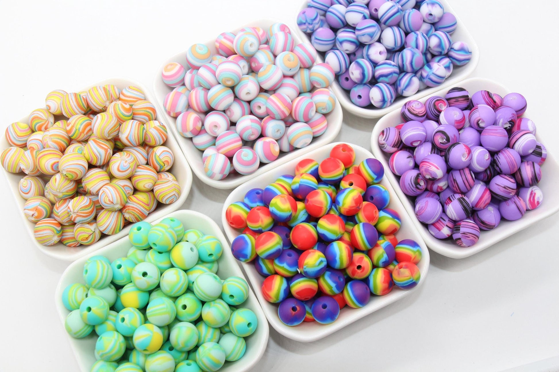 12mm Striped Printed Silicone Beads, Round Silicone Beads, Bubblegum Beads, Beads for Pens, Beads for Bracelets