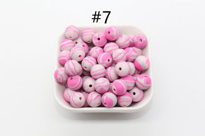 12mm Striped Printed Silicone Beads, Round Silicone Beads, Bubblegum Beads, Beads for Pens, Beads for Bracelets