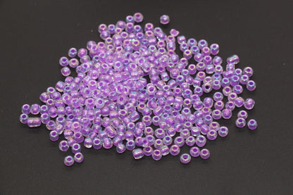 GLOW Glass Beads, 4mm Size 6/0 Glass Beads, Glow in Dark Iridescent Beads with Purple Lining Beads, Rocailles Beads, Beading Supplies #3320