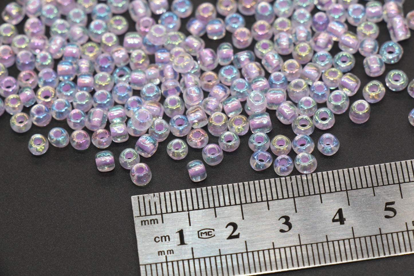 GLOW Glass Beads, 4mm 6/0 Glass Beads, Glow in Dark Iridescent Beads with Light Purple Lining Beads, Rocailles Beads, Beading Supplies #3332