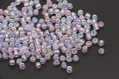 GLOW Glass Beads, 4mm 6/0 Glass Beads, Glow in Dark Iridescent Beads with Light Purple Lining Beads, Rocailles Beads, Beading Supplies #3332