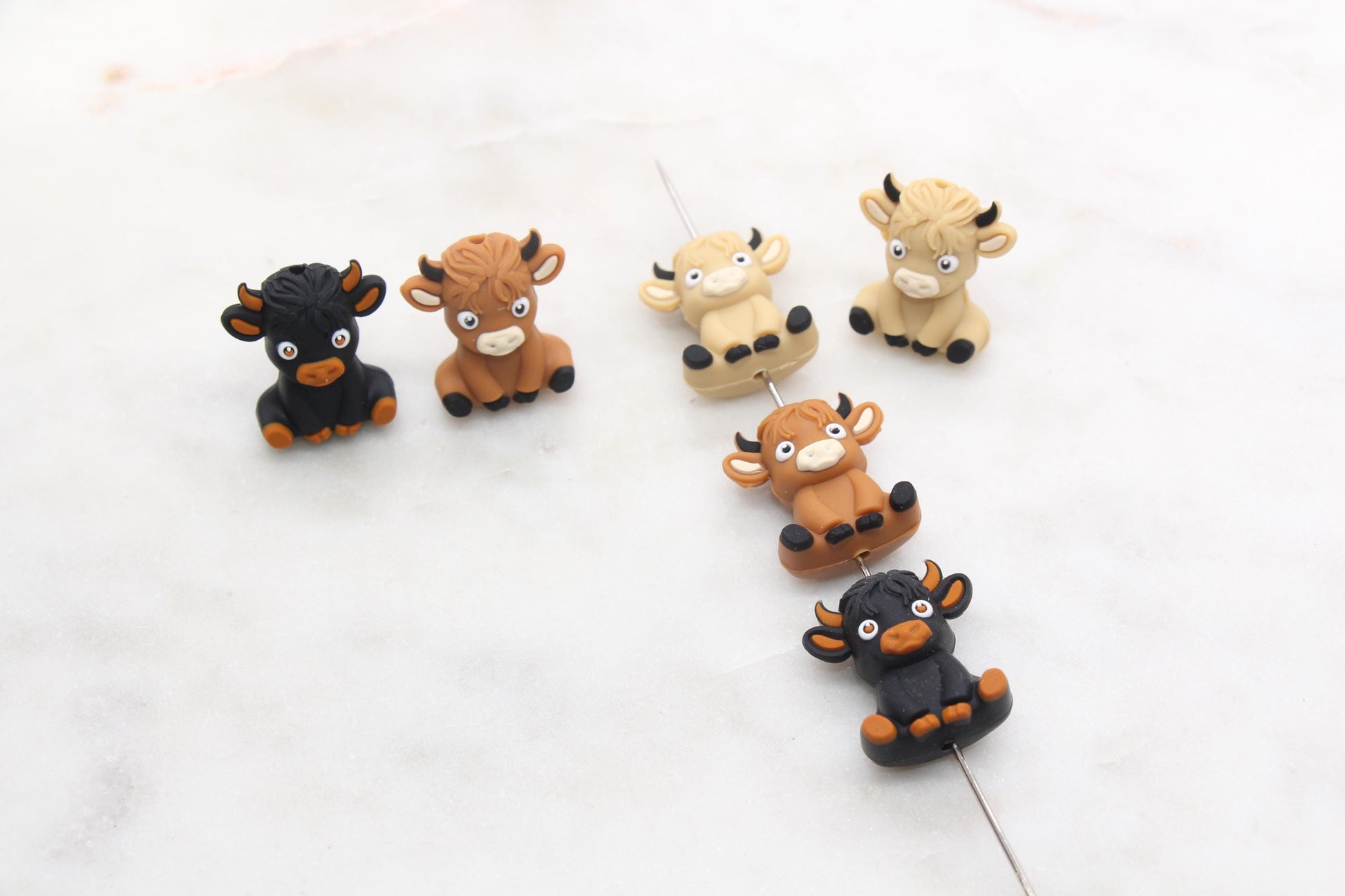 3D Highland Cow Silicone Beads, Western Cow Focal Beads, Animal Themed Beads, Chunky Beads, Silicone Loose Beads #612