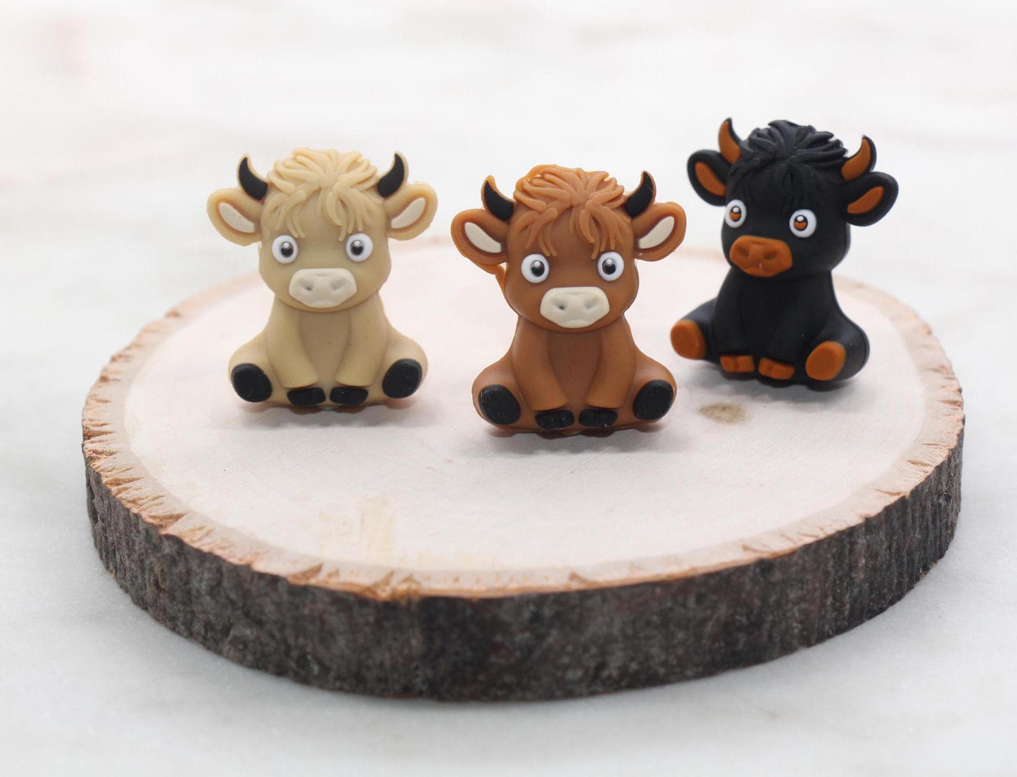 3D Highland Cow Silicone Beads, Western Cow Focal Beads, Animal Themed Beads, Chunky Beads, Silicone Loose Beads #612