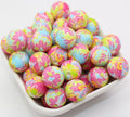 15mm flower print silicone beads for pens and keychains