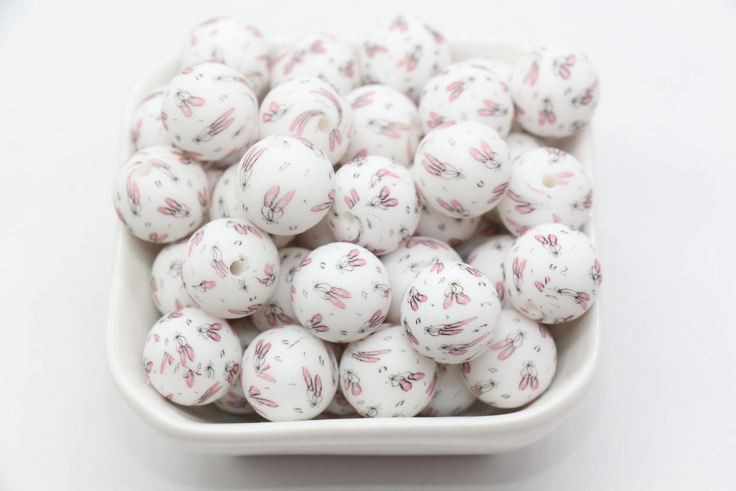 15mm Ballet Printed Beads, Ballet Shoes Silicone Beads, Round Bubblegum Beads, Beads for Pens #S127