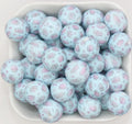 15mm blue seashell print silicone beads for pens and keychains