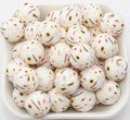 15mm sunflower leaf print silicone beads for pens and keychains