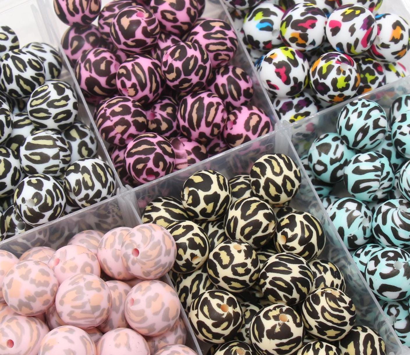 15mm Leopard Printed Beads, Animal Print Silicone Beads, Round Bubblegum Beads, Beads for Pens, Beads for Bracelets