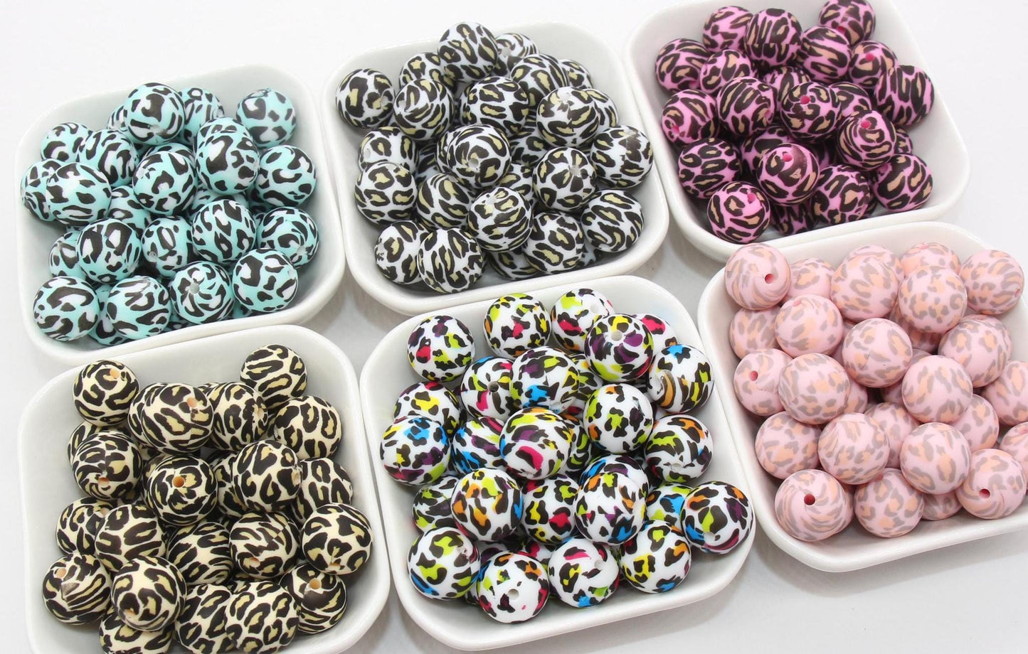 15mm Leopard Printed Beads, Animal Print Silicone Beads, Round Bubblegum Beads, Beads for Pens, Beads for Bracelets