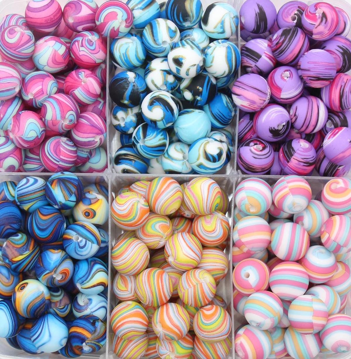 15mm Stripe Printed Beads, Striped Print Silicone Beads, Round Bubblegum Beads, Beads for Pens, Beads for Bracelets