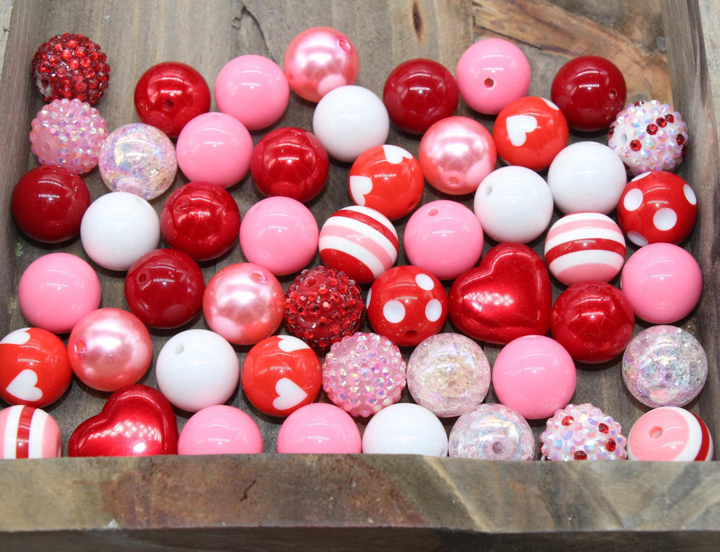 20mm Bubblegum Beads, Pink and Red Beads Mix, Chunky Beads, Jewelry Making Beads