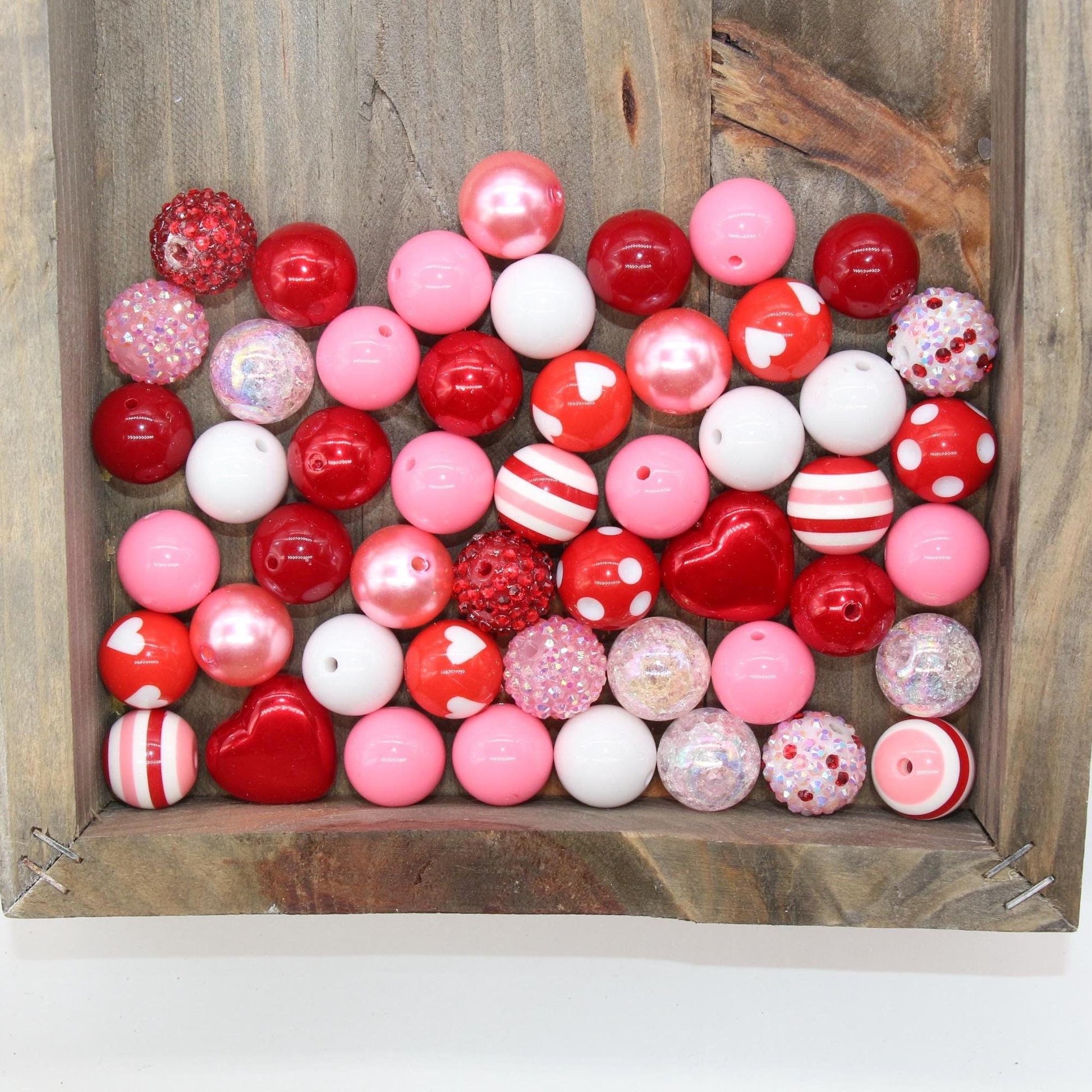 20mm Bubblegum Beads, Pink and Red Beads Mix, Chunky Beads, Jewelry Making Beads