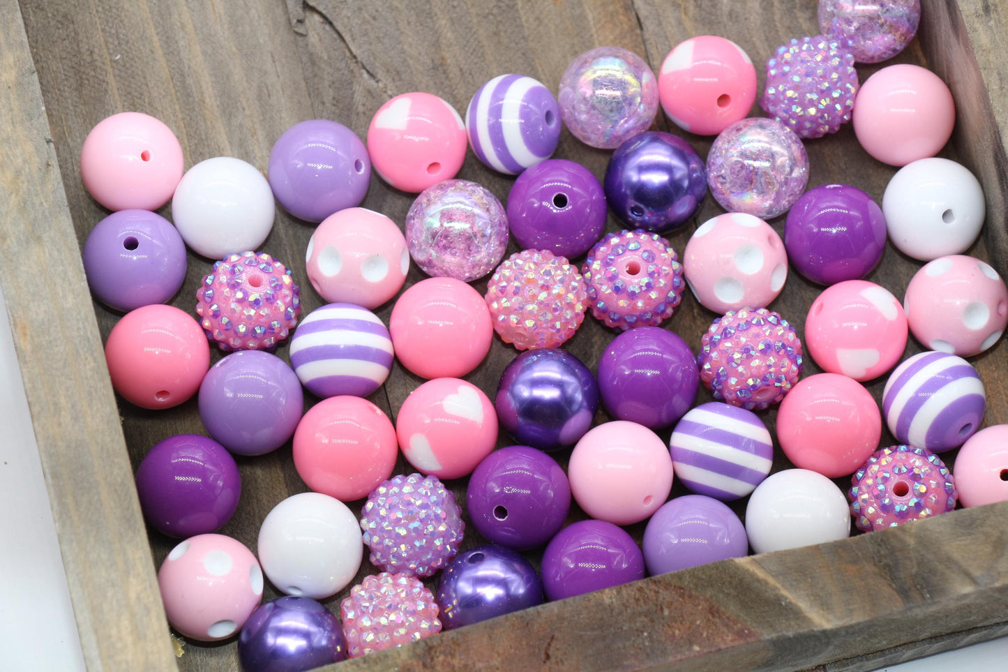 20mm Bubblegum Beads, Pink and Purple Beads Mix, Chunky Beads, Jewelry Making Beads