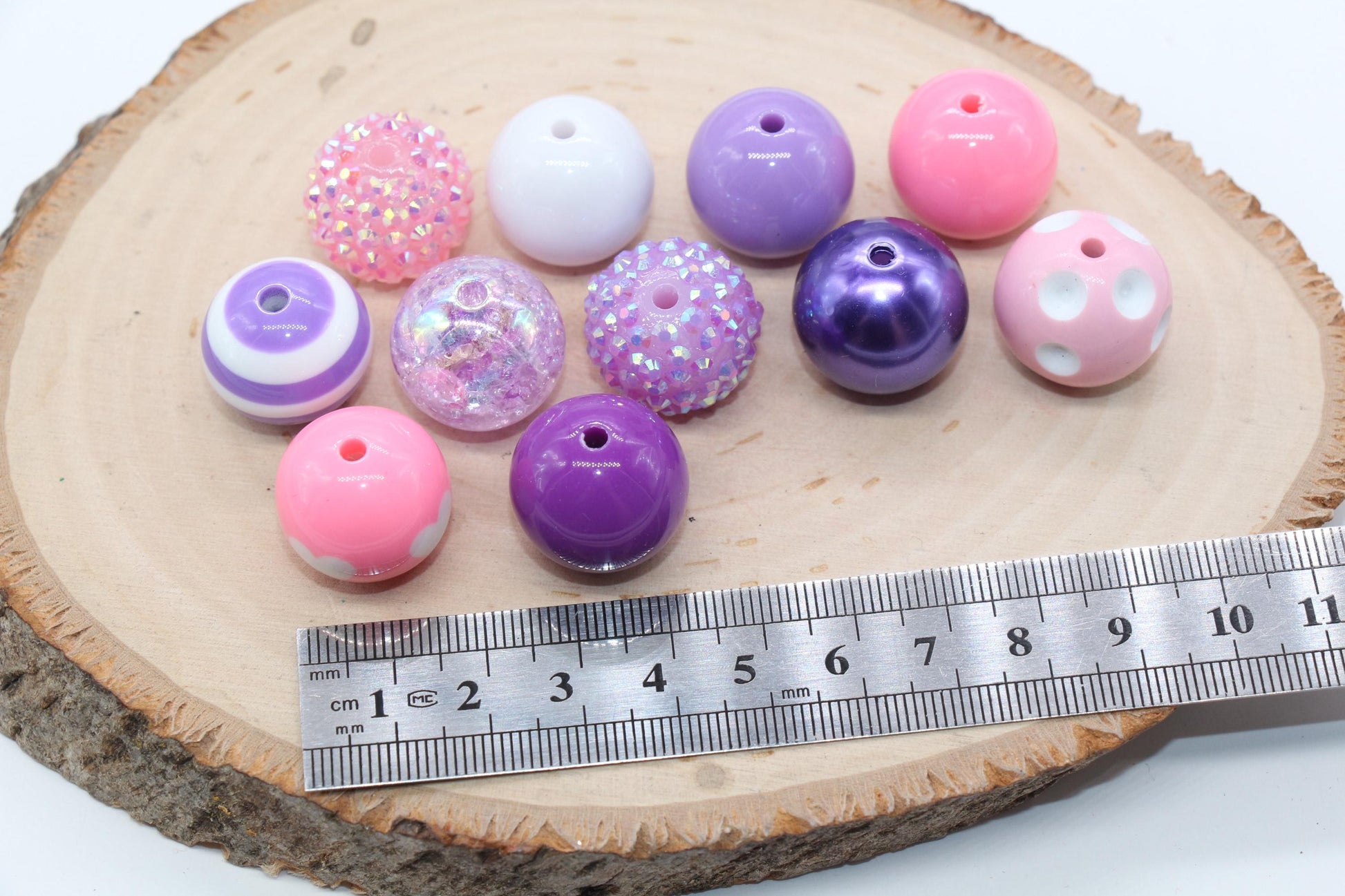 20mm Bubblegum Beads, Pink and Purple Beads Mix, Chunky Beads, Jewelry Making Beads