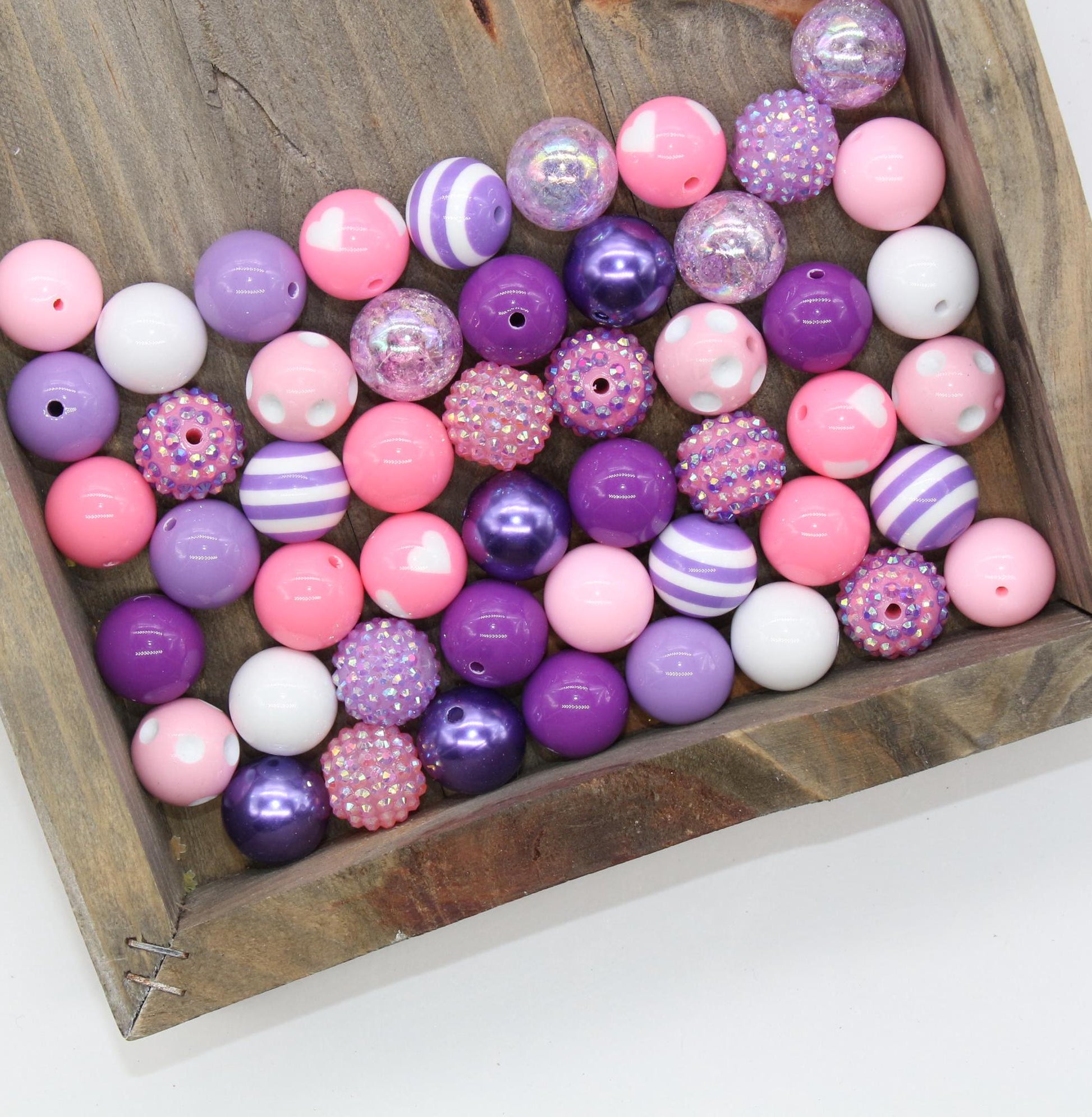 20mm Bubblegum Beads, Pink and Purple Beads Mix, Chunky Beads, Jewelry Making Beads